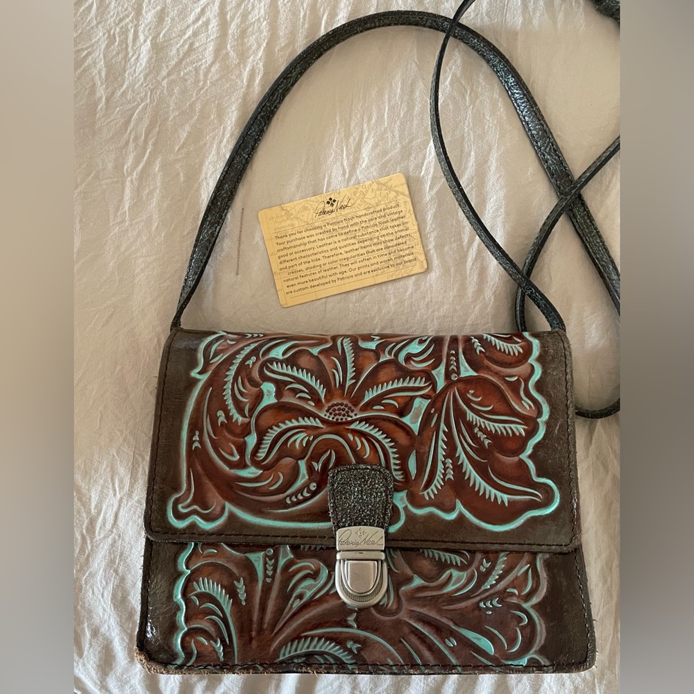 Patricia Nash Brown and turquoise Crossbody Bag